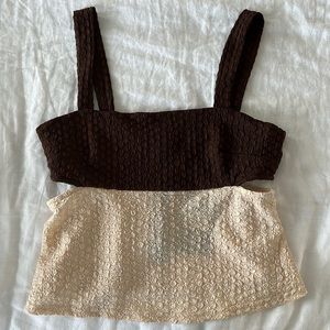 South Moon Under Brown and Cream Top